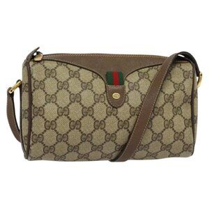 GUCCI GG Supreme Web Sherry Line Shoulder Bag PVC Beige 89 02 018 Auth BA4657